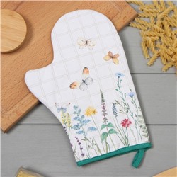 Варежка - прихватка «Этель. Полевые цветы», 20×28 см, саржа, 100% хлопок, ватин 250 г/м²