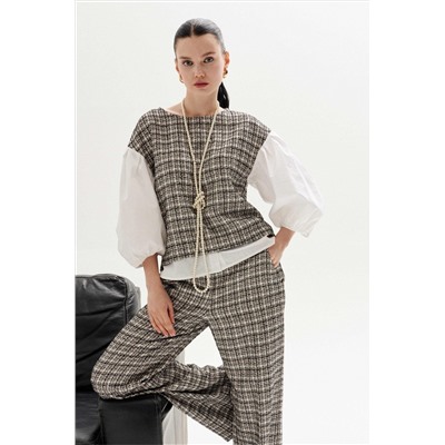 Lokka 1317 белый_клетка, Брюки,  Топ