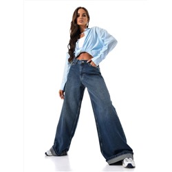 Женские джинсы широкие с подворотом CRACPOT
