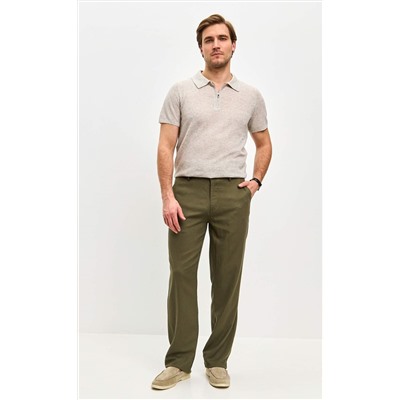 Брюки лен P511-0852 khaki