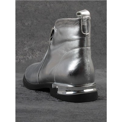 01-B48B-87C GREY/SILVER Ботинки демисезонные женские (натуральная кожа, байка)