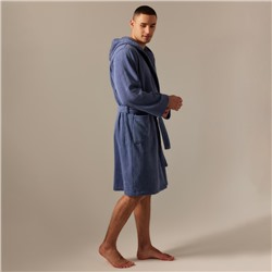 Халат махровый с капюшоном мужской SL HOME: Basic «Ривьера», размер S, хлопок 100%, синий