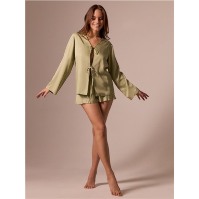 Пижама женская (рубашка, шорты) SL HOME Modal Home, зелёная