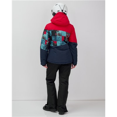 Горнолыжный костюм женский зимний красного цвета 02395Kr