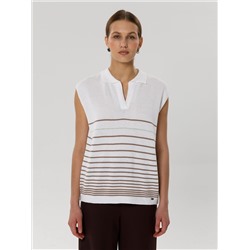 Блуза вязаная белая в полоску