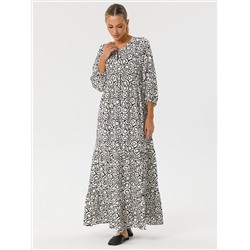 Платье ярусное с принтом