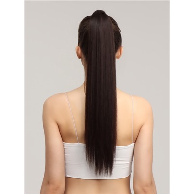 Хвост накладной, прямой волос, на резинке, 60 см, 100 г, цвет каштановый(#SHT6А)