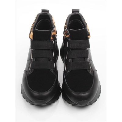 01-A226-4B BLACK Ботинки демисезонные женские (натуральная кожа, натуральная замша)