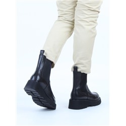 01-C2105B-17A BLACK Ботинки демисезонные женские (натуральная кожа, байка)