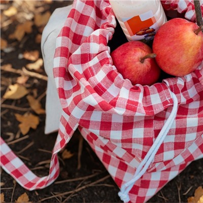 Сумка шоппер SL HOME Red cage, 50×50 см, 100% лён, 150 г/м2