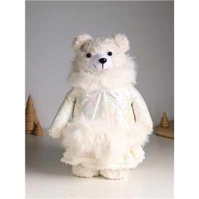 Интерьерная кукла текстильная «Медведица в белом пуховике», раздвижная 37-65 см, 23×16×37 см