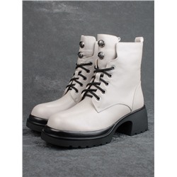 04-M3-H205 BEIGE GRAY Ботинки зимние женские (натуральная кожа, натуральный мех)