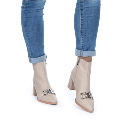 01-PCT167-3 BEIGE Ботинки демисезонные женские (натуральная кожа, байка)