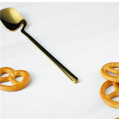 Ложка чайная Magistro Wave, длина 13.8 см, нержавеющая сталь, золотистая