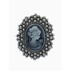 Брошь «Камея» в жемчуге, серая в чернёном серебре