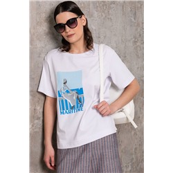 Футболка белая оверсайз с принтом