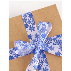 Лента атласная «Объёмные снежинки», 25 мм, 5 м, белая