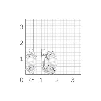 Серьги с иск.жемчугом родированные серебро 925*