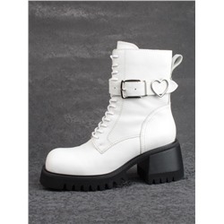 01- GZ6115-G71-N101 WHITE Ботинки демисезонные женские (натуральная кожа)