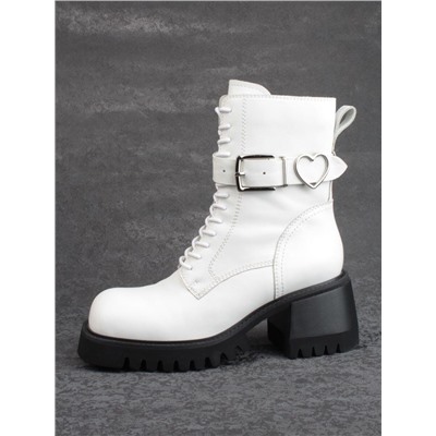 01- GZ6115-G71-N101 WHITE Ботинки демисезонные женские (натуральная кожа)