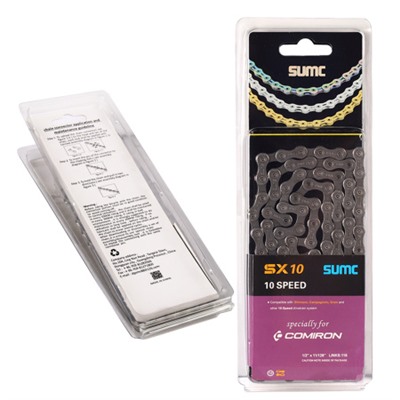 Велосипедная цепь SUMC 10 speed SX10GY 1/2"x11/128"/116L ГОСТ 30442-97 ISO 9633 /уп 50/
