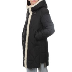 310 BLACK/WHITE Пальто зимнее стеганое женское (200 гр. холлофайбер, натуральная норка)