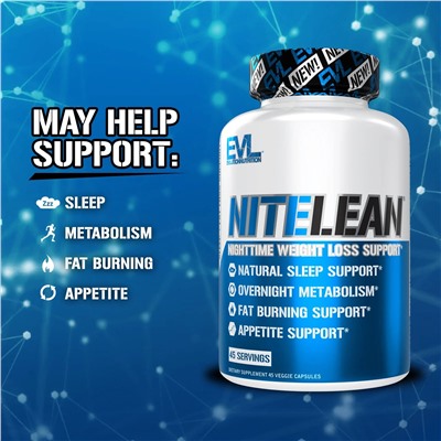 EVLution Nutrition, NiteLean, поддержка для снижения веса в ночное время, 45 растительных капсул