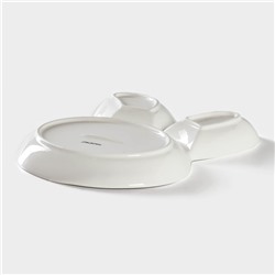 Блюдо для подачи Magistro «Ушастый зай» с двумя соусниками, 27×22.5 см, фарфор, белое