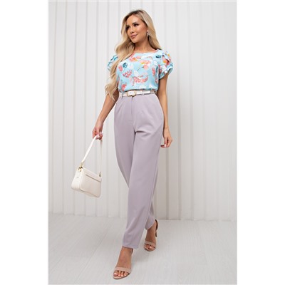 Брюки-бананы серо-бежевые с карманами Наина №2