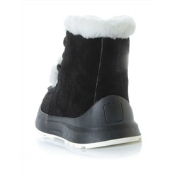 11-M1 BLACK Ботинки зимние женские (натуральная замша, нат. мех и шерсть)