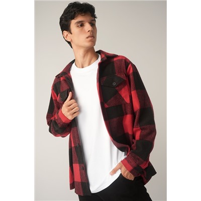 Мужская теплая рубашка в клетку Happyfox