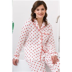 Блузка белая в сердечко из муслина с накладным карманом