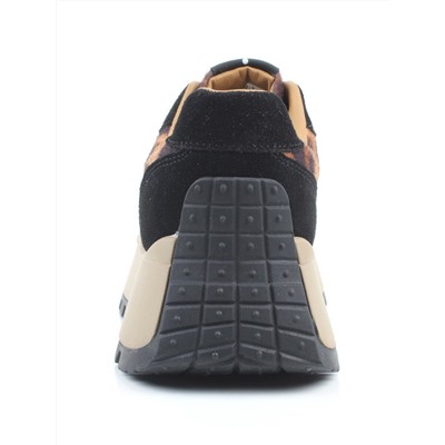 04-PDH362-1 BLACK/LEOPARD Кроссовки демисезонные женские (натуральная замша, натуральная кожа)