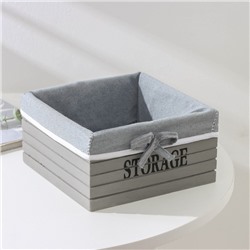 Корзина для хранения Доляна Storage, 19×19×10 см, средняя, дерево, серая