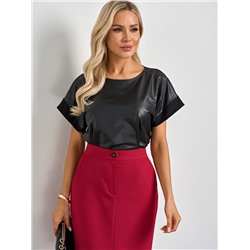 Блузка чёрная из искусственной кожи