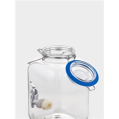 Диспенсер для напитков Magistro «Бугель», 11.5×17 см, с краном и бугельным замком, стекло, прозрачный