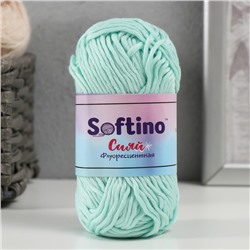 Пряжа для вязания спицами, крючком светящаяся 100% лавсан Softino «Сияй», 50 г, 50 м, голубая