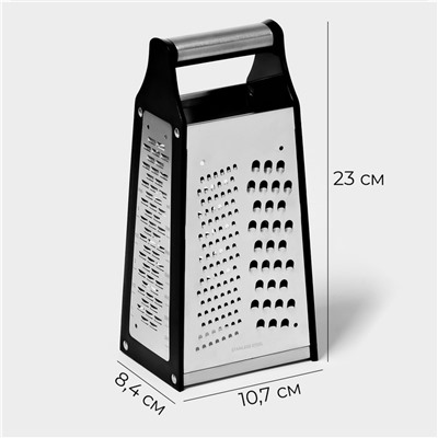 Тёрка 4 грани Magistro Sharp, 10.7×8.4×23 см, 301 сталь, чёрная
