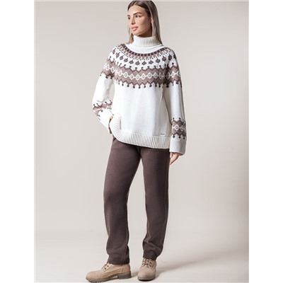 Джемпер фактурной вязки из хлопка с акрилом