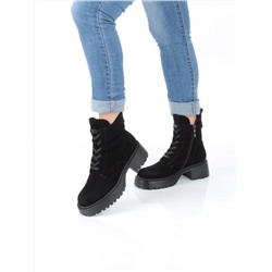 04-M3-1479 BLACK Ботинки зимние женские (натуральная замша, натуральный мех)