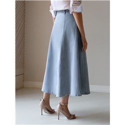 Юбка на запАх из эластичного денима