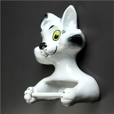 Держатель для туалетной бумаги «Кот — хулиган», 26×23×14 см, белый