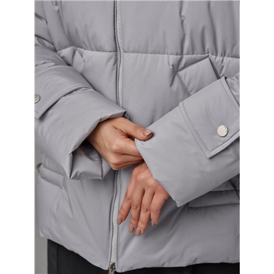 Пуховик женский серо-голубой