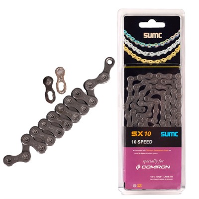 Велосипедная цепь SUMC 10 speed SX10GY 1/2"x11/128"/116L ГОСТ 30442-97 ISO 9633 /уп 50/