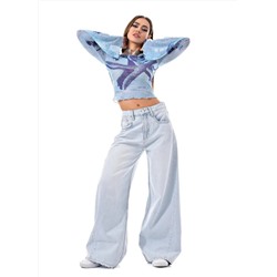 Женские джинсы широкие с потёртостями CRACPOT