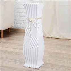 Ваза напольная «Данте», зигзаг со шнурком, 15×60 см, керамика, белая