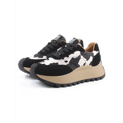 04-PDH362-3 BLACK Кроссовки демисезонные женские (натуральная замша, натуральная кожа)