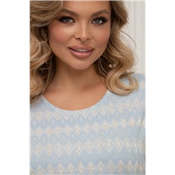 Блузка трикотажная голубая с принтом Селеста №15