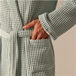 Халат вафельный мужской SL HOME: Boho «Аззура», размер M, хлопок 100%, бирюзовый