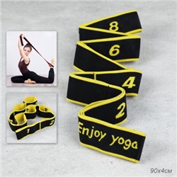 Ремень эластичный для йоги Woohooo Yoga Belt / 8 петель/ желтый / уп 50
